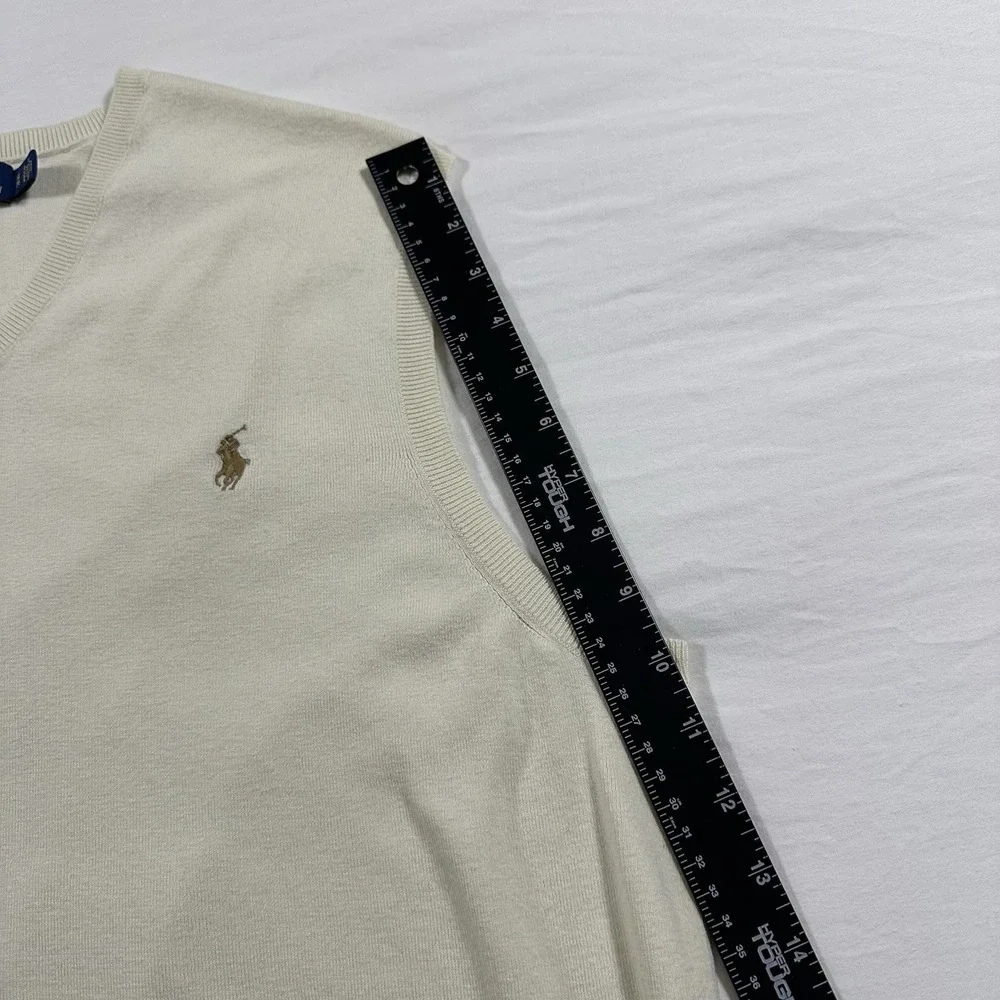 Polo Ralph Lauren Sleeveless Soft Cream Sweater Vest 100%‎ Pima Cotton Size XL